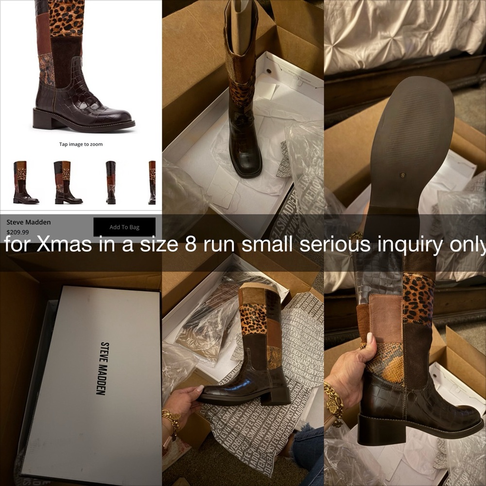Steve Madden Black and Leopard Print Boots
